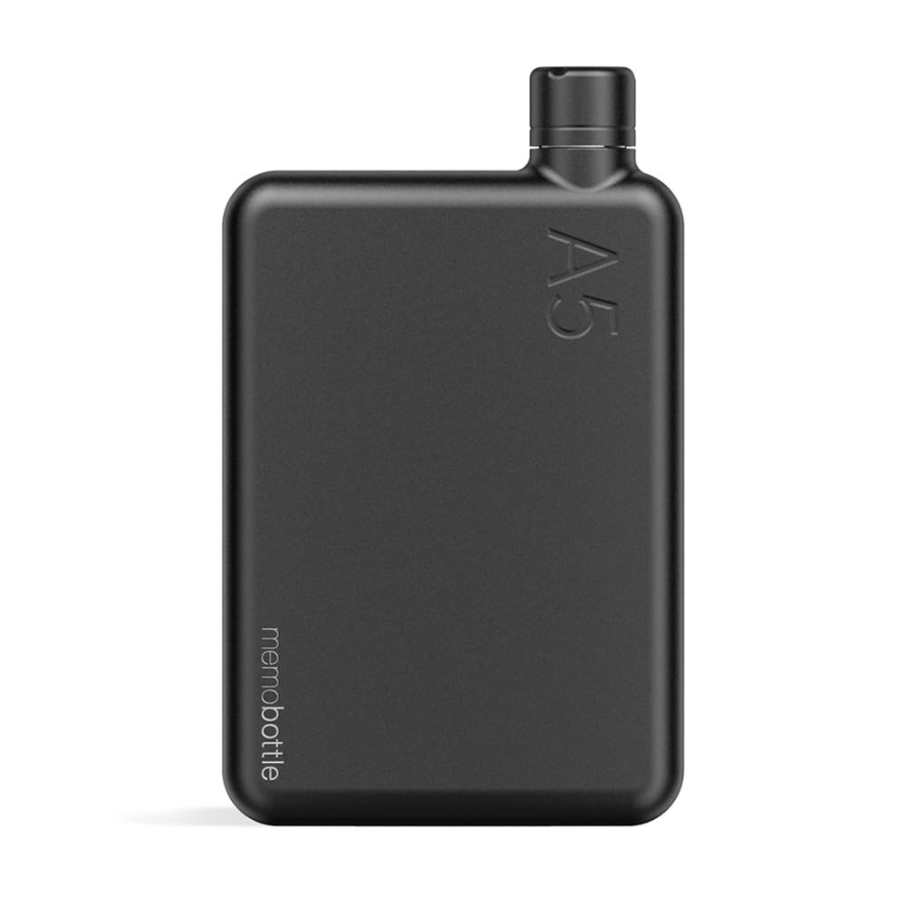 memobottle A6 Elegant BLACK | 16 oz / 500 ml | Stainless Steel Water Bottle for Modern, Gym & Travel Adventures