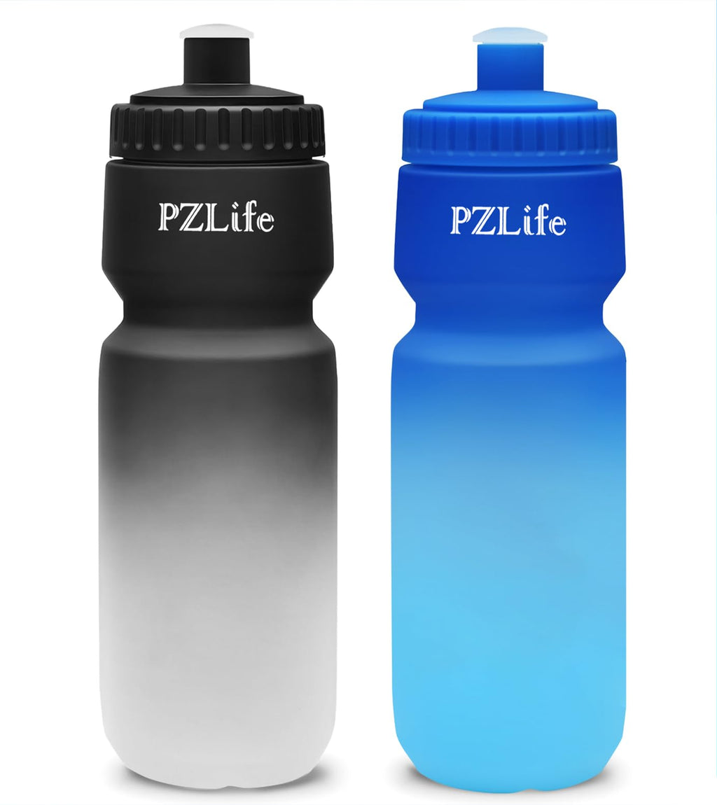 24 oz Bike Water Bottle, Easy Squeeze Cycling & Sports Bottle, BPA Free, Leak Proof with Pull Top Lid, Capacity Scale, for Bicycle, Gym, Running