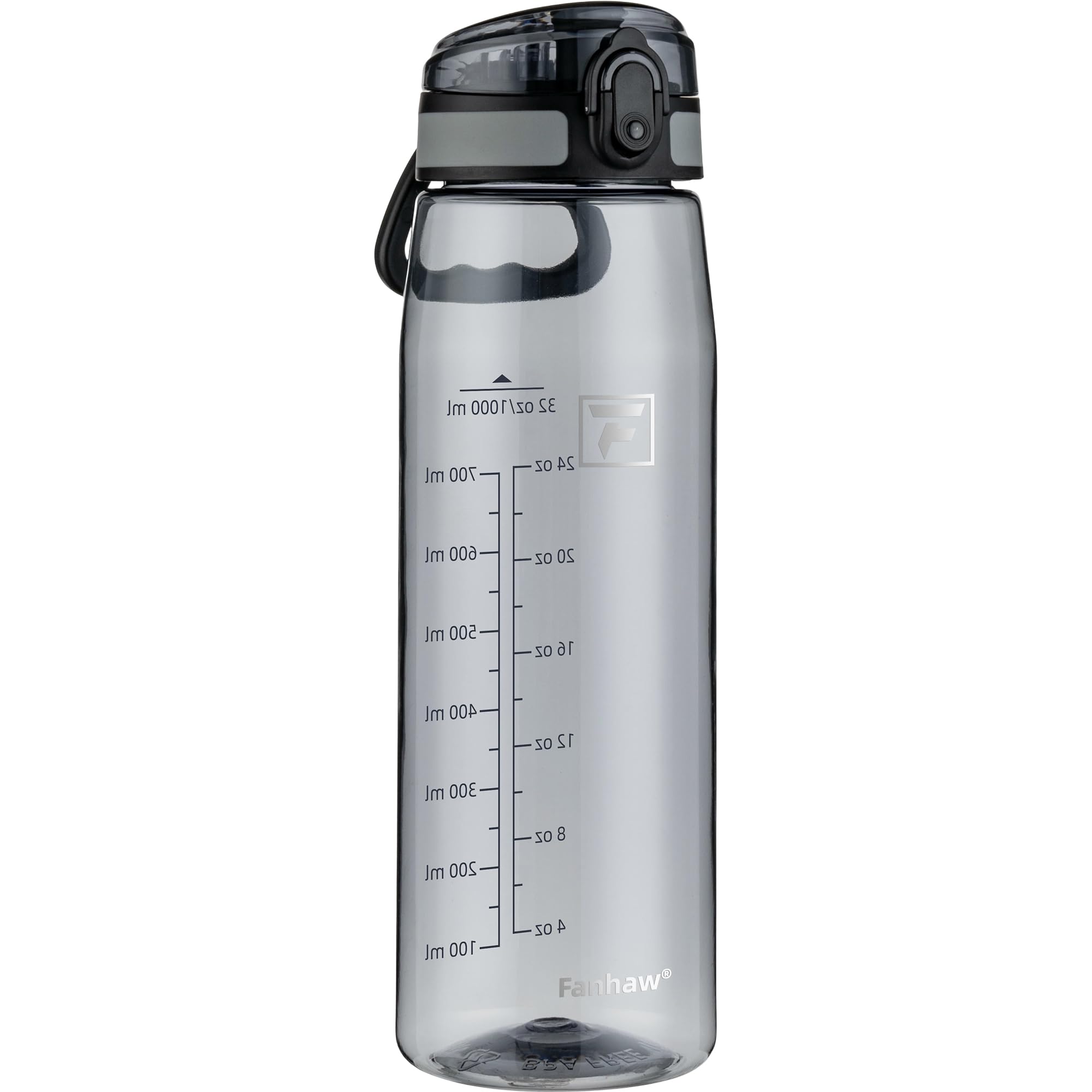 Fanhaw 32 oz Tritan Water Bottle with Chug Lid - Clear, BPA-Free, Lightweight, Wide Mouth, Leak-Proof, Perfect for Gym, Travel, School, Office, and Sports (Clear & Black)