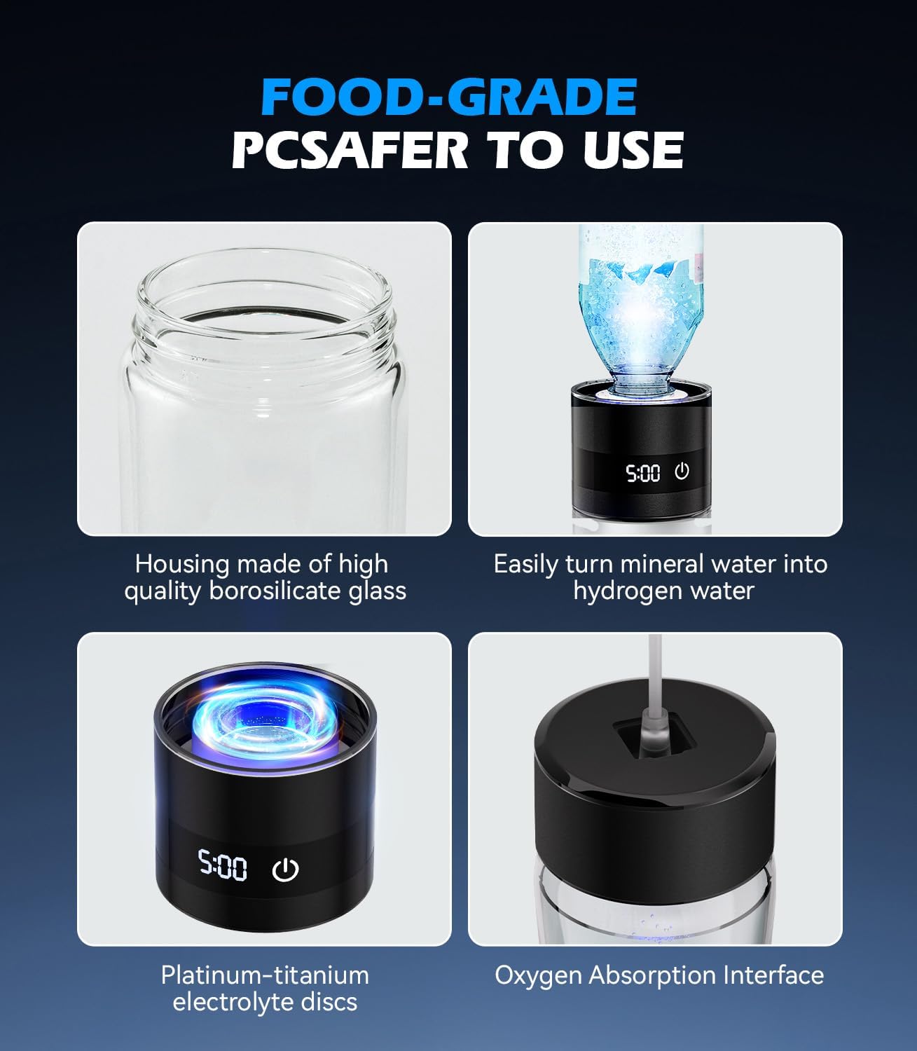 4.0 Upgrade Hydrogen Water Bottle & Hydrogen Absorption 【SGS Certification - 6000PPB】 Hydrogen Water Bottle - 2025 SPE PEM Technique 【NO.1-100% Odorless】 Applicable to Various Water