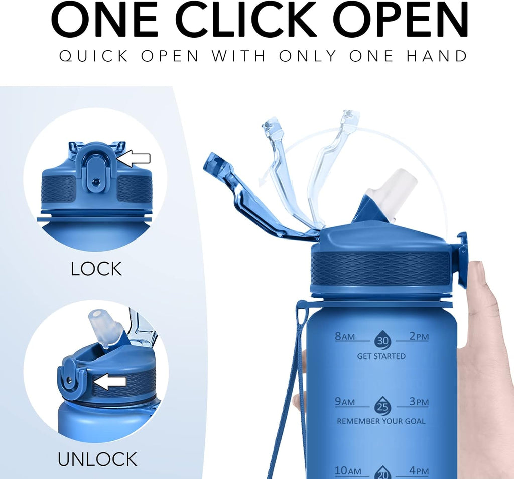 Hyeta 32oz Water Bottles with Straw - Stay Motivated and Hydrated with Convenient Times to Drink Markings, Durable, Leak-proof