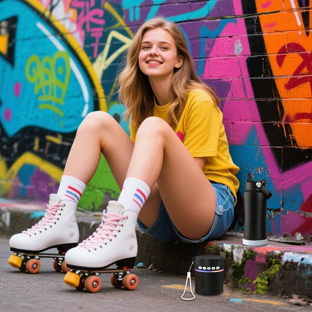 Travel Mug with Portable Bluetooth Speaker - Modular Steel Water Bottle w/Handle and Speaker, Insulated Mug for Camping Sports Beach