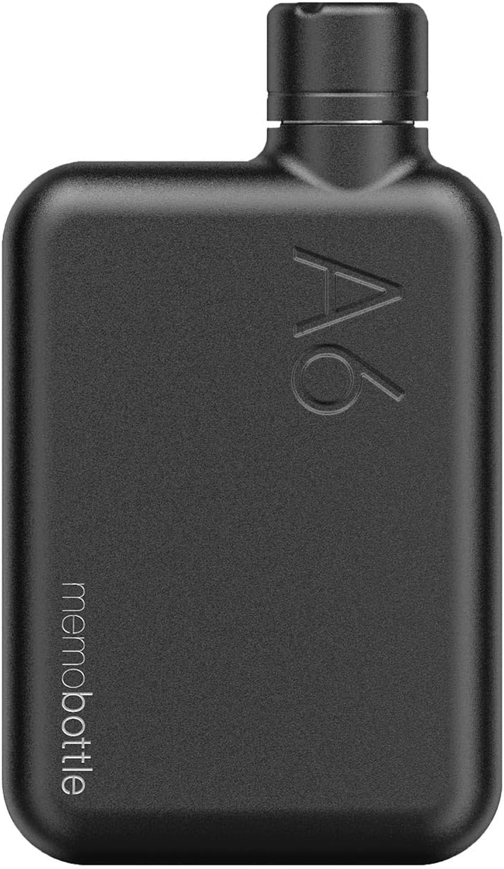 memobottle A6 Elegant BLACK | 16 oz / 500 ml | Stainless Steel Water Bottle for Modern, Gym & Travel Adventures