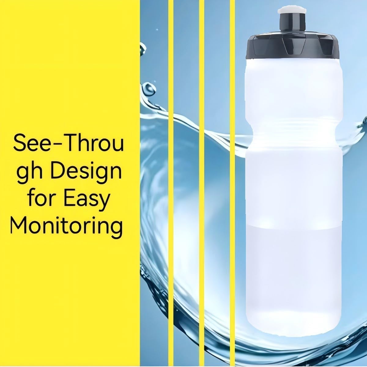 Squeeze Sports Water Bottle, 24oz Leak-Proof BPA-Free Cycling Water Bottles, Suitable for Cycling Gym Hiking Outdoor Sports.(clear)………