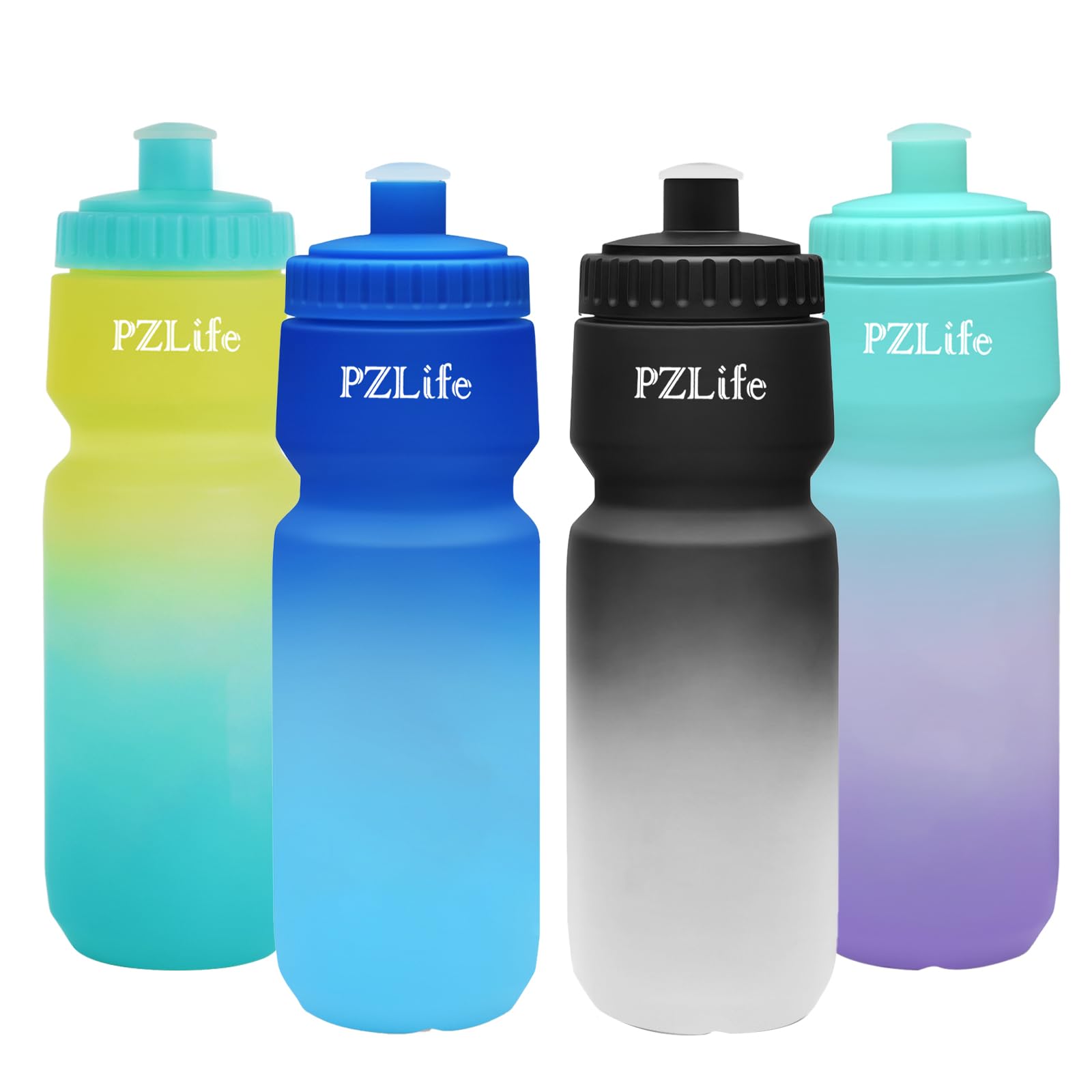 24 oz Bike Water Bottle, Easy Squeeze Cycling & Sports Bottle, BPA Free, Leak Proof with Pull Top Lid, Capacity Scale, for Bicycle, Gym, Running