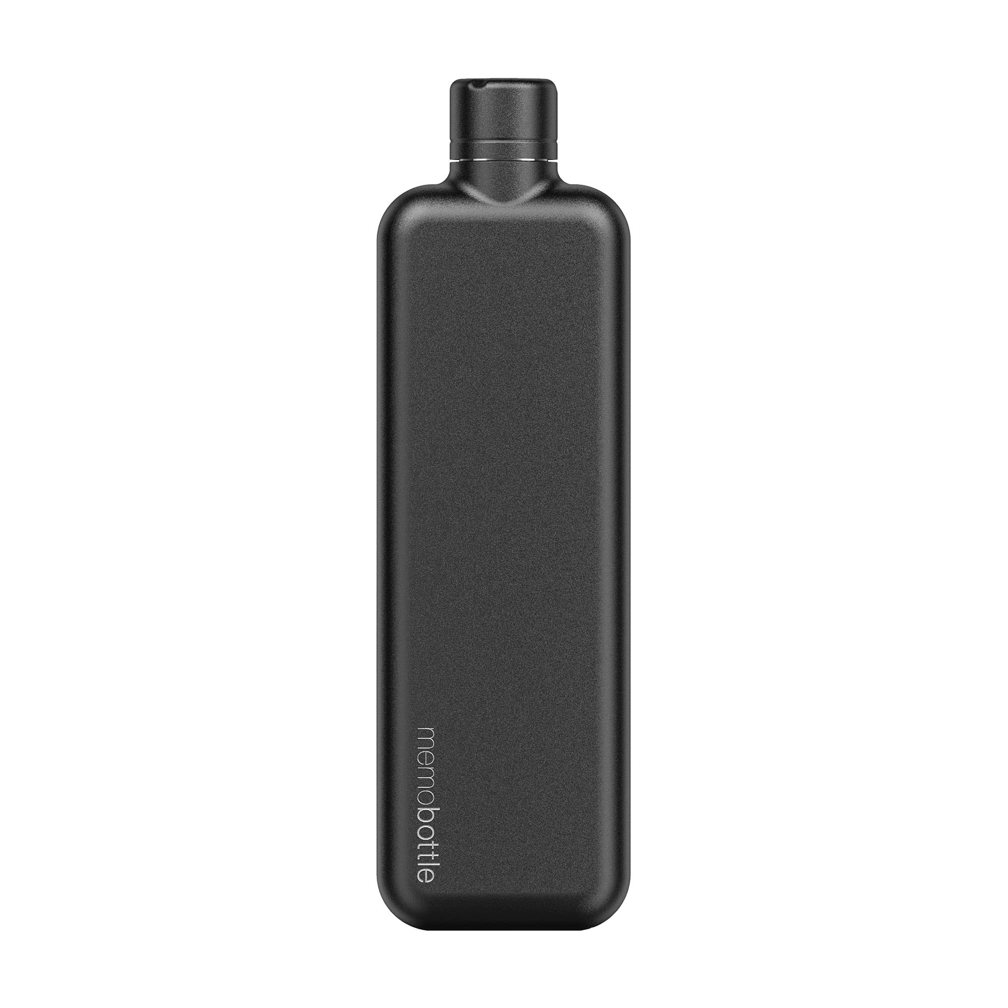 memobottle A6 Elegant BLACK | 16 oz / 500 ml | Stainless Steel Water Bottle for Modern, Gym & Travel Adventures