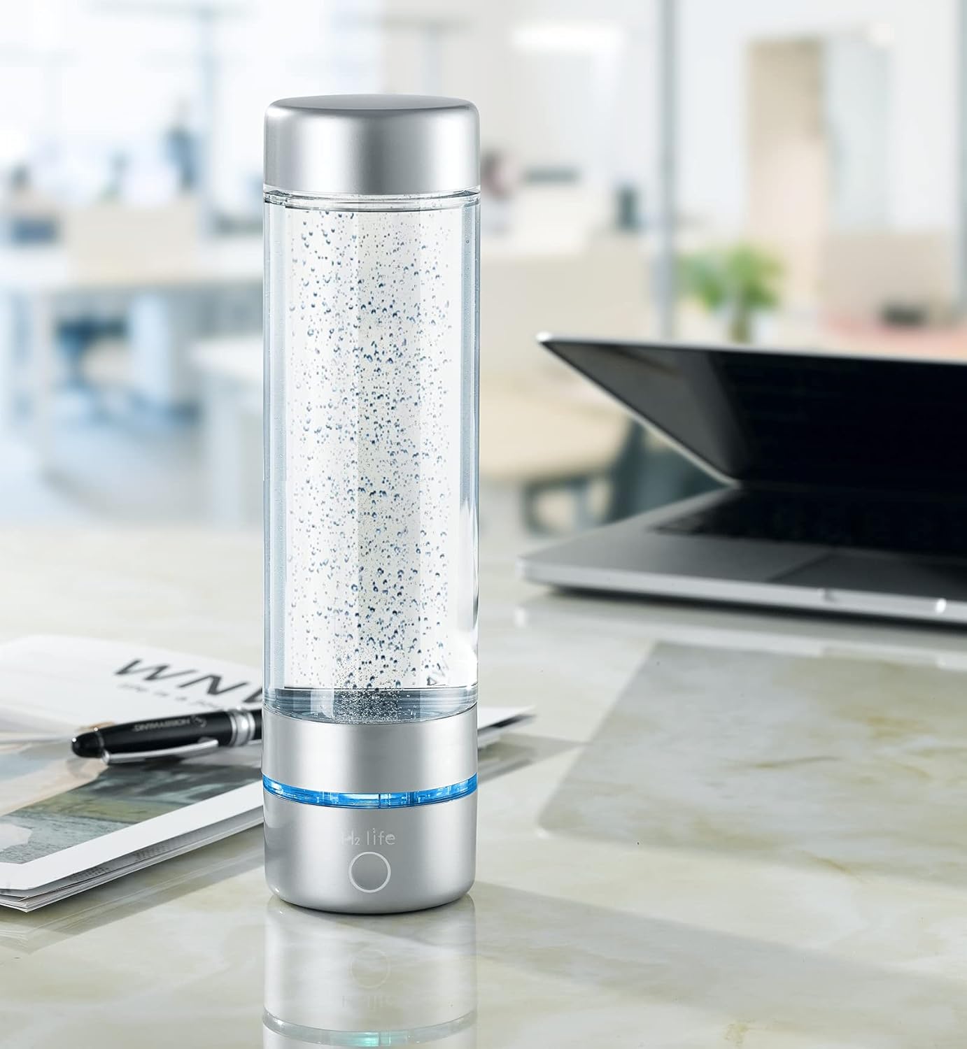 Hydrogen Sport Water Bottle, Professional Hydrogen-Rich Water Generator with SPE and PEM, 320ml 5000PPB Dual Mode Hydrogen Water Maker ionized for Travel Hiking Swimming