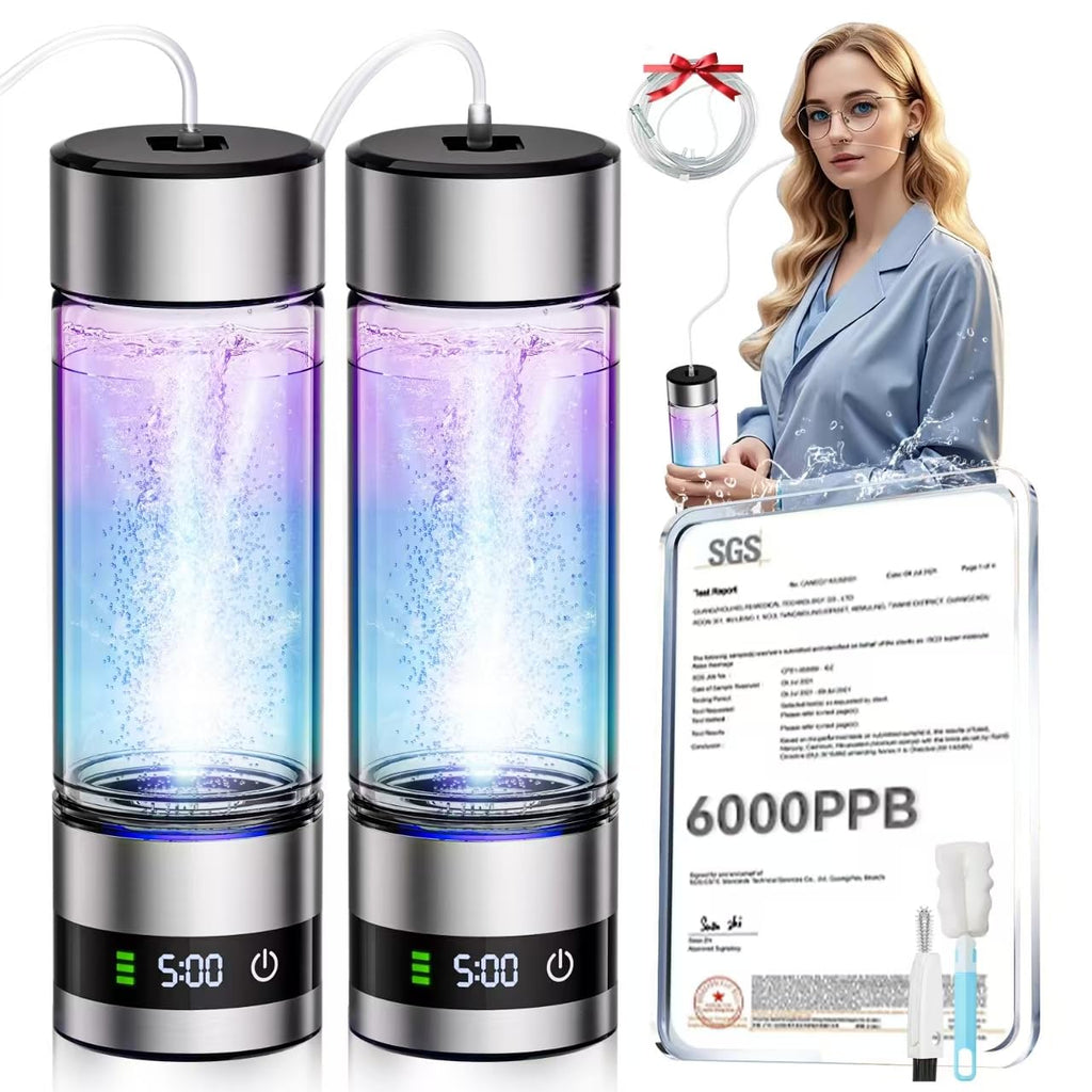 4.0 Upgrade Hydrogen Water Bottle & Hydrogen Absorption 【SGS Certification - 6000PPB】 Hydrogen Water Bottle - 2025 SPE PEM Technique 【NO.1-100% Odorless】 Applicable to Various Water