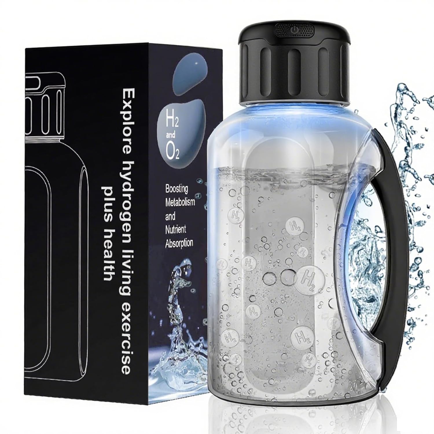 Hydrogen Water Bottle, 50 oz (1.5 Liter) Hydrogen Sport Water Bottles with Advanced Hydrogen Production Technology, Portable Rechargeable Water Generator Ionizer for Home, Office, and Travel