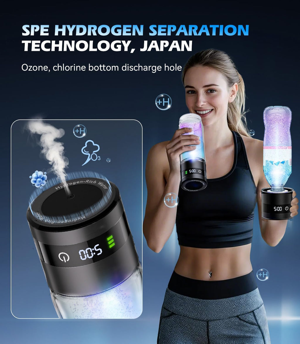 4.0 Upgrade Hydrogen Water Bottle & Hydrogen Absorption 【SGS Certification - 6000PPB】 Hydrogen Water Bottle - 2025 SPE PEM Technique 【NO.1-100% Odorless】 Applicable to Various Water