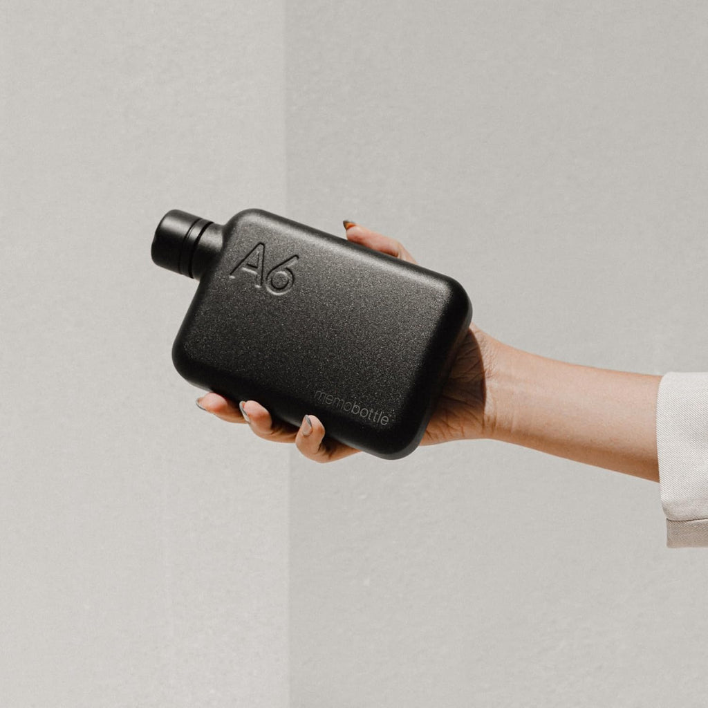 memobottle A6 Elegant BLACK | 16 oz / 500 ml | Stainless Steel Water Bottle for Modern, Gym & Travel Adventures