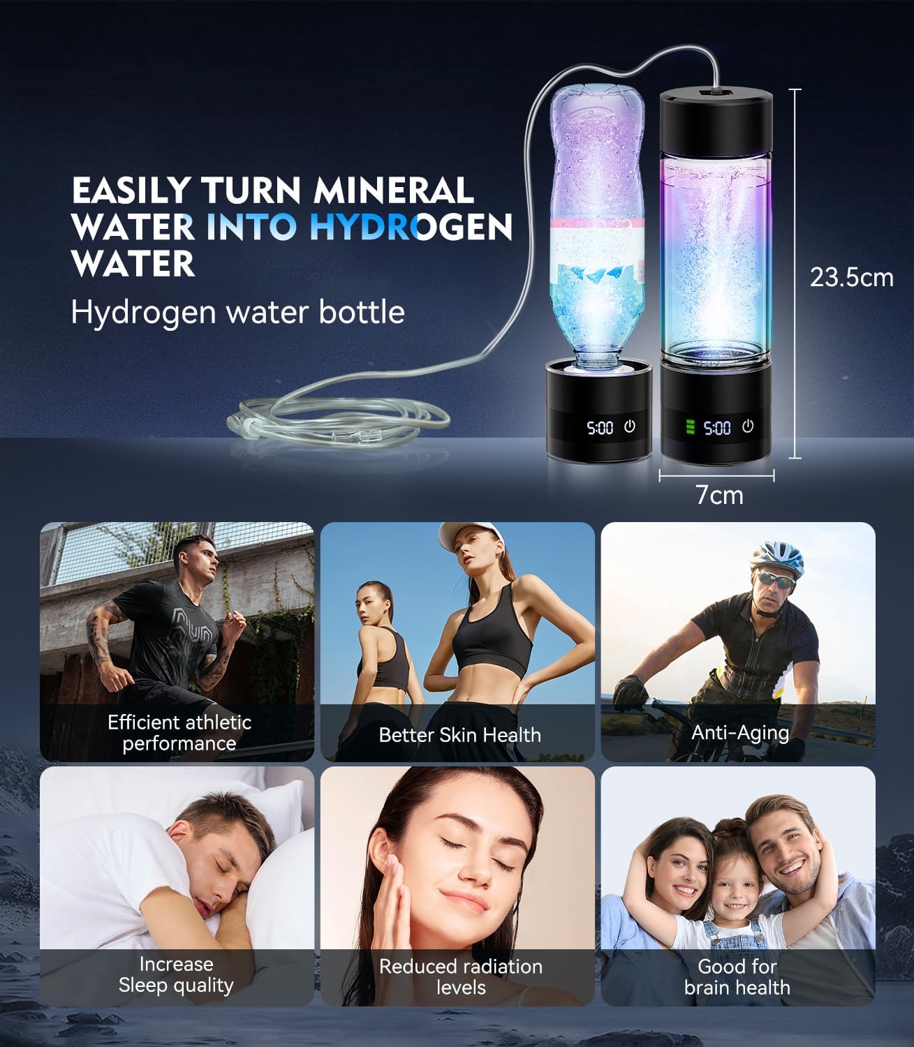 4.0 Upgrade Hydrogen Water Bottle & Hydrogen Absorption 【SGS Certification - 6000PPB】 Hydrogen Water Bottle - 2025 SPE PEM Technique 【NO.1-100% Odorless】 Applicable to Various Water