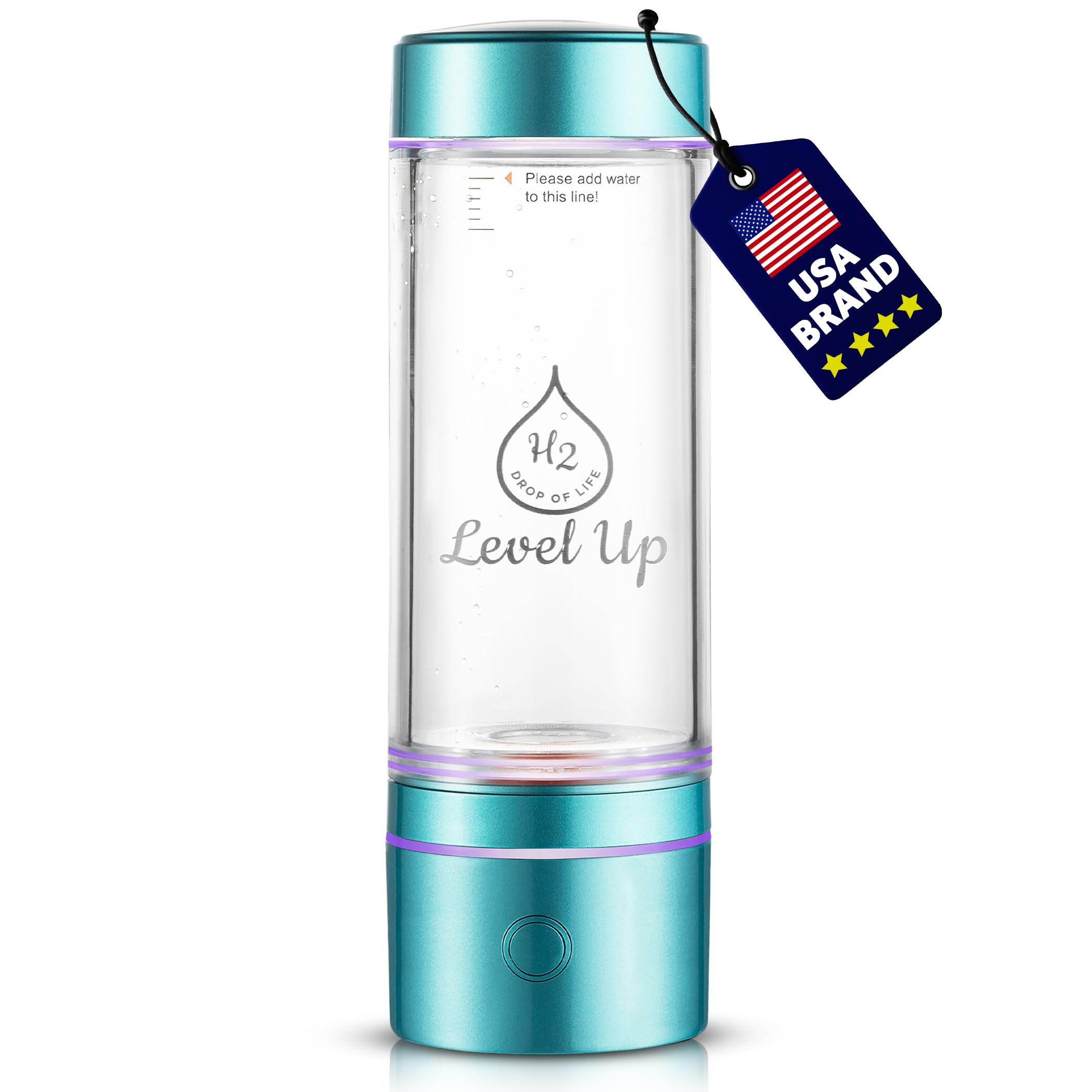 LevelUpWay 2025 Hydrogen Water Bottle Generator – New Technology Glass with SPE PEM Ionic Membrane – High Borosilicate Glass – 13 Ounce (Crystal Silver)