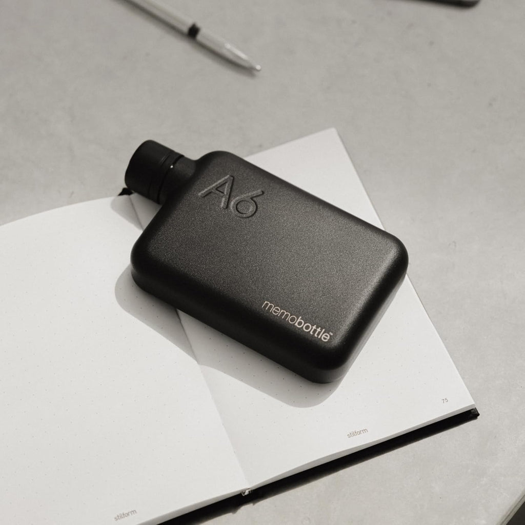 memobottle A6 Elegant BLACK | 16 oz / 500 ml | Stainless Steel Water Bottle for Modern, Gym & Travel Adventures