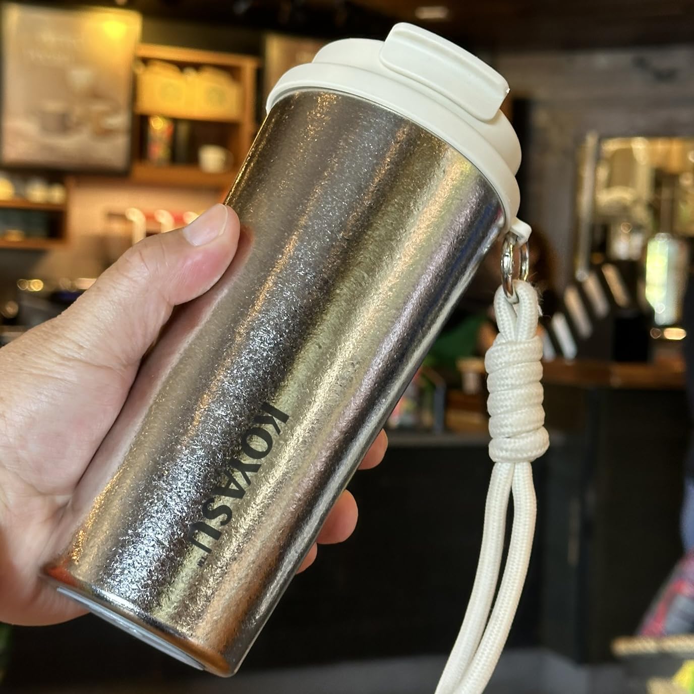 KOYASU 16oz Whole-Body Titanium Travel Mug – Double-Wall Insulated Cup, Leak-Proof Lid, Lightweight & Reusable, BPA-Free Tumbler, Wide Mouth, Durable, Hot 6H/Cold 24H, for Commute or Camping (Lunar)