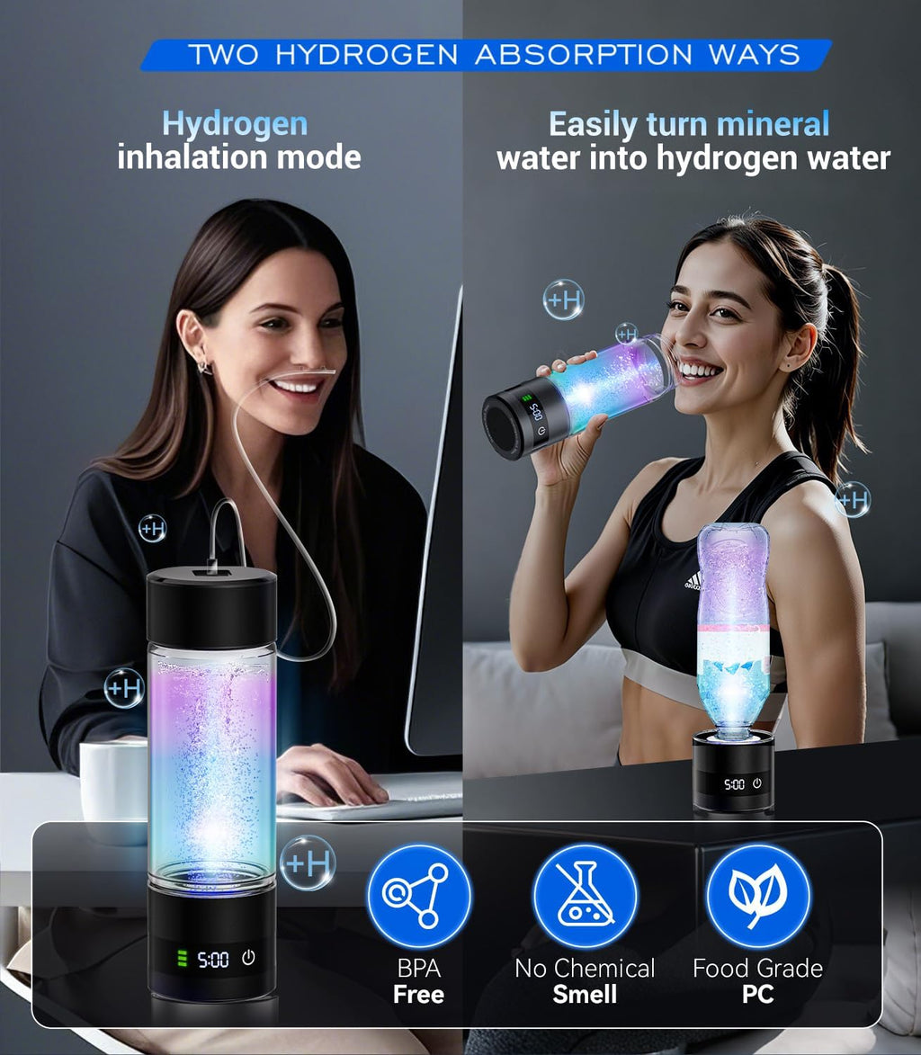 4.0 Upgrade Hydrogen Water Bottle & Hydrogen Absorption 【SGS Certification - 6000PPB】 Hydrogen Water Bottle - 2025 SPE PEM Technique 【NO.1-100% Odorless】 Applicable to Various Water