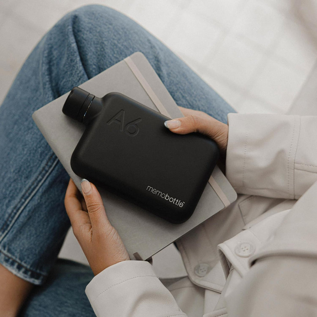 memobottle A6 Elegant BLACK | 16 oz / 500 ml | Stainless Steel Water Bottle for Modern, Gym & Travel Adventures