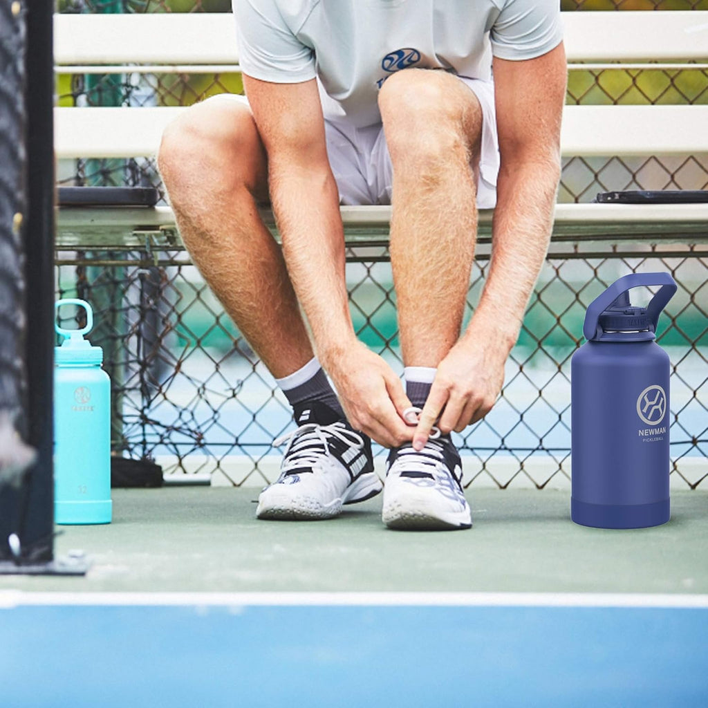 Takeya 885395530055 Actives Pickleball Insulated Stainless Steel Bottle, Spout Lid Rally Blue 40oz