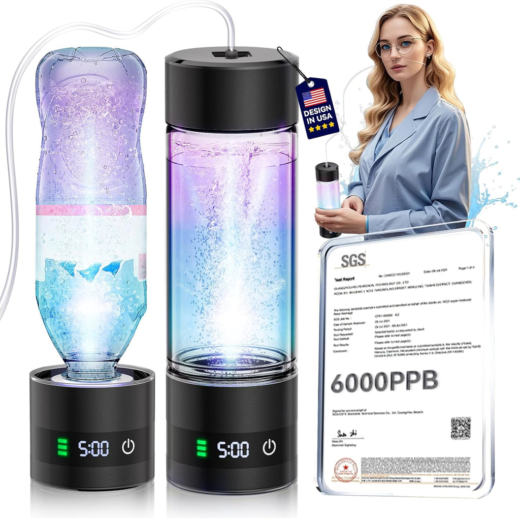 4.0 Upgrade Hydrogen Water Bottle & Hydrogen Absorption 【SGS Certification - 6000PPB】 Hydrogen Water Bottle - 2025 SPE PEM Technique 【NO.1-100% Odorless】 Applicable to Various Water
