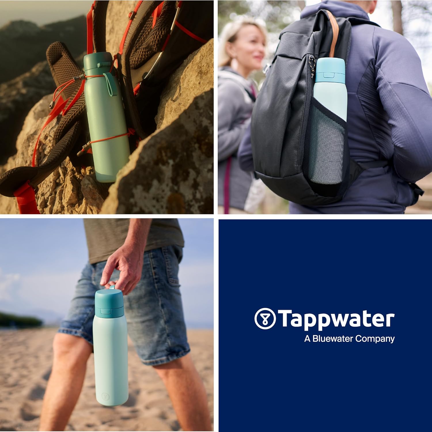 Tappwater BottlePro Adventure - Stainless Steel Water Bottle with Filter for Travel and Sports, filters 100+ unwanted substances. Non-drinking water purifier. Reusable 25oz BPA-free Bottle (Green)
