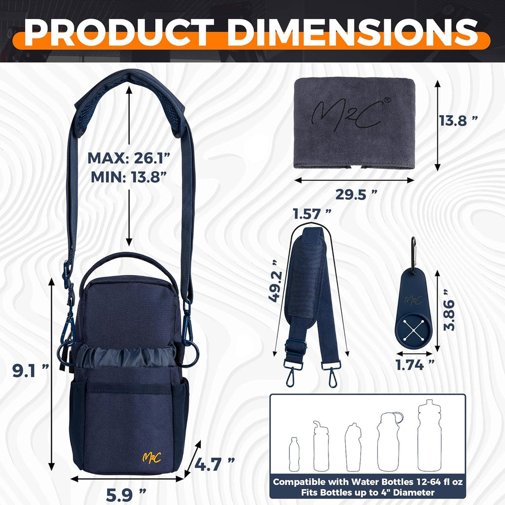M2C® PREMIUM Magnetic Gym Bag – Holds Up to 12 lbs – Gym Pouch with Water Bottle, Cup & Wallet Pocket, Phone Storage, Key Clip, Adjustable Sling Strap – Ideal for Sports, Work & Travel