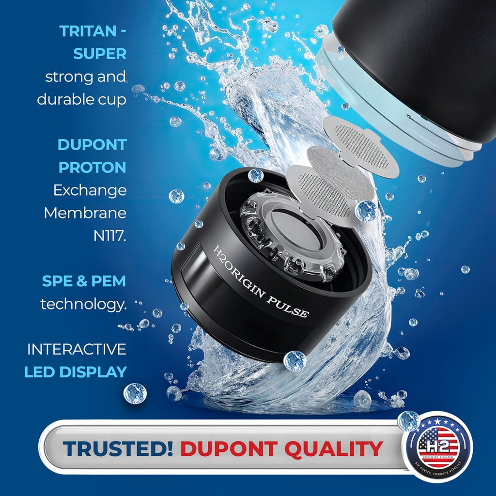 Hydrogen Water Bottle Generator, Up to 9000 PPB Hydrogen Bottle Water Ionizer with SPE/PEM Technology, 3-in-1 Portable Universal Adapter and Refreshing Mist Spray for Home Hydration